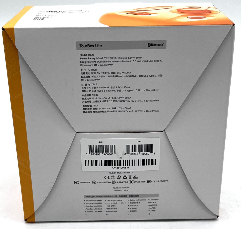 TourBox Lite Bluetooth Creative Console Controller Sunny Yellow USB Type-C