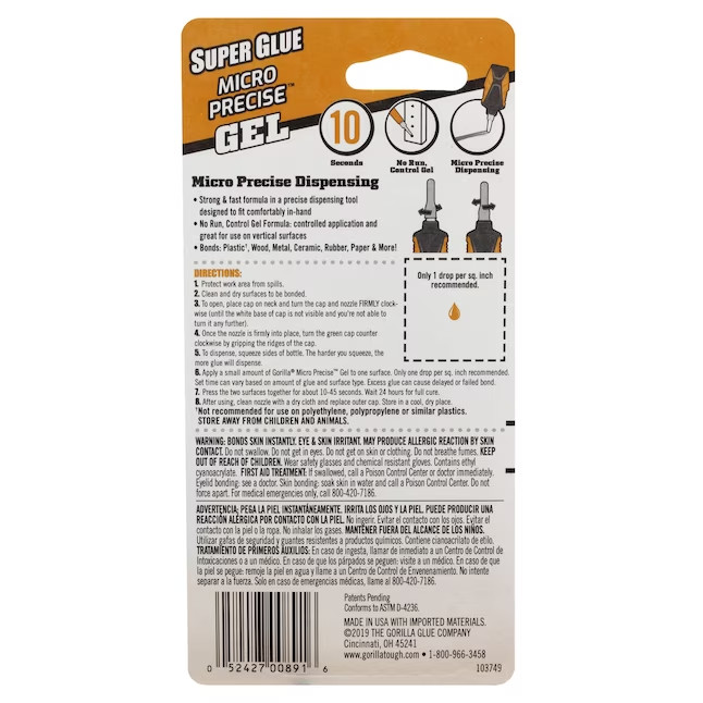 Gorilla Micro Precise 5-gram Gel Super Glue