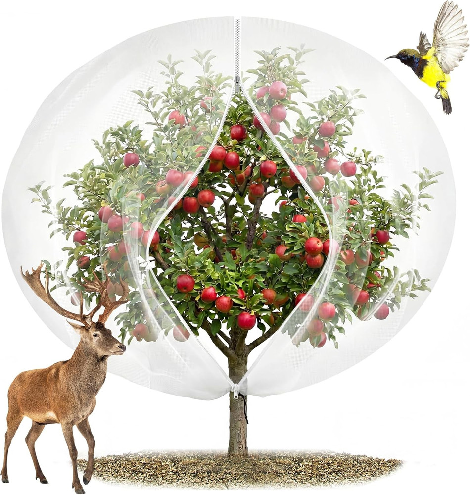 12'X12' Large Fruit Tree Netting with Zipper - Protects Fruit from Squirrels, Bi