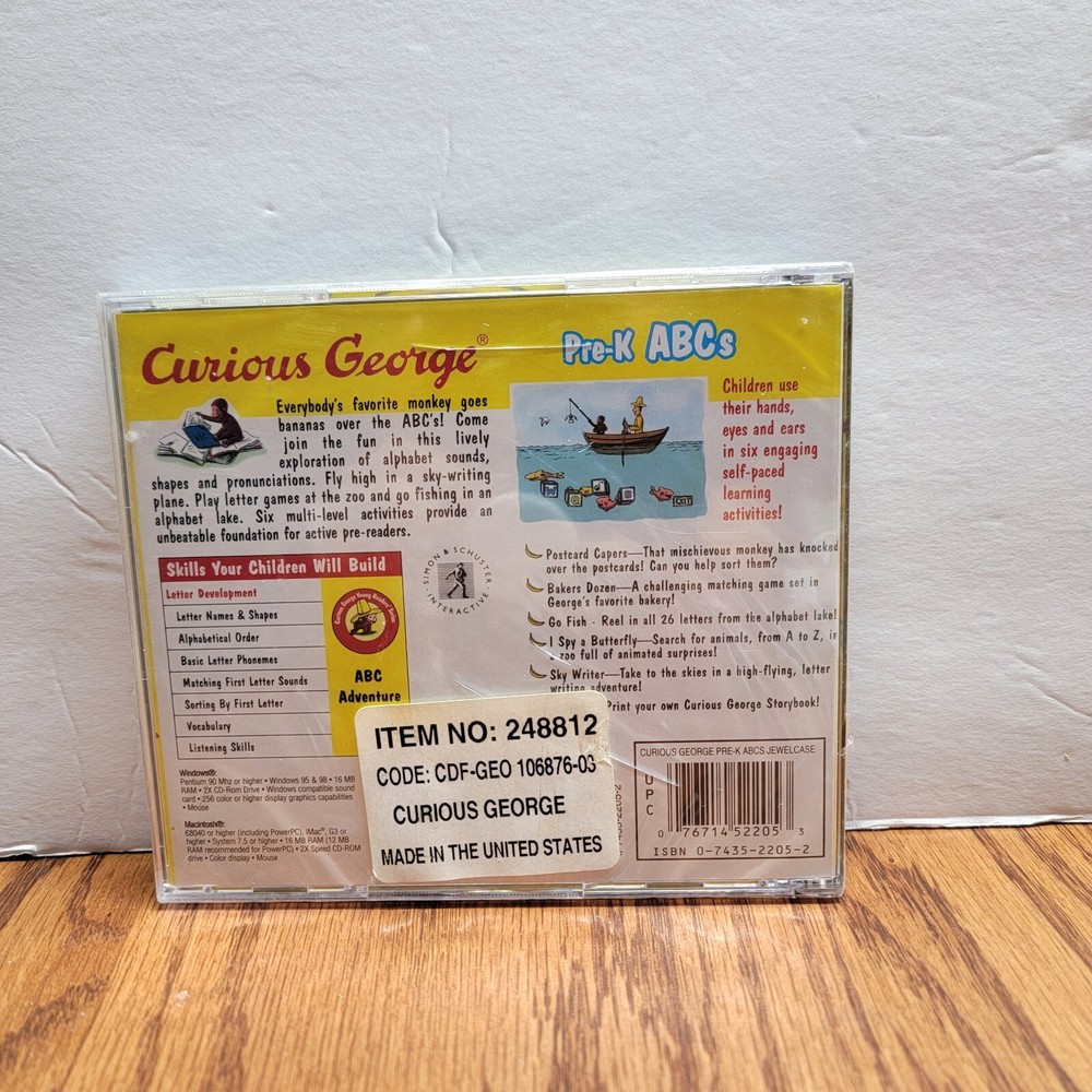 Curious George Pre-K ABC's (CD-Rom 2000) Simon& Schuster (Windows and Mac)