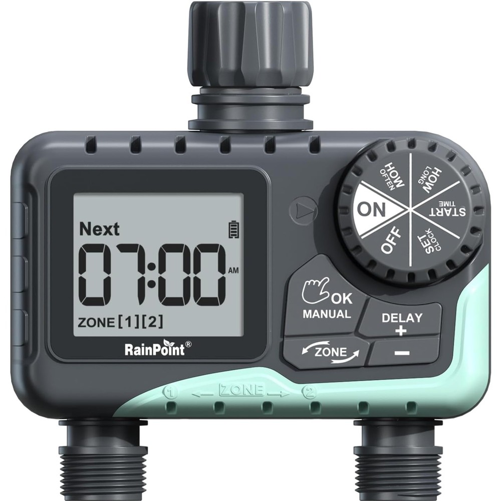 Efficient 2-Zone Water Timer with LED Display - Your Automatic Garden Assistant