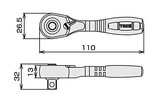 Short Ratchet Handle Compact Head (Socket Hold Type) RH4CHS 1/2" Inch Drive