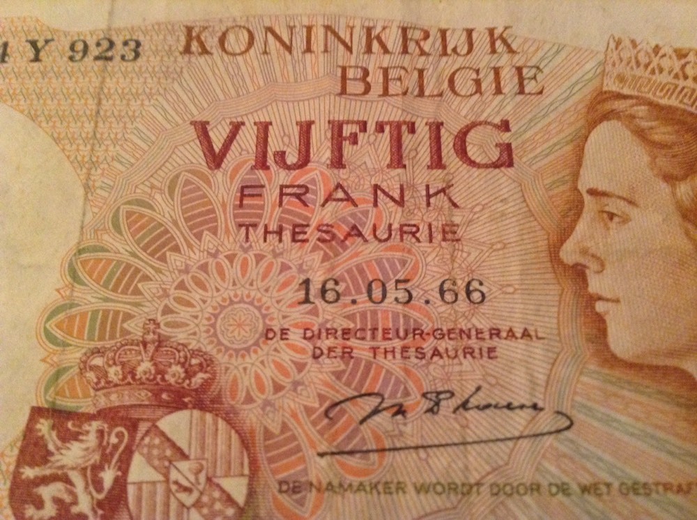 Belgium Banknote. 50 Francs. Dated 1966