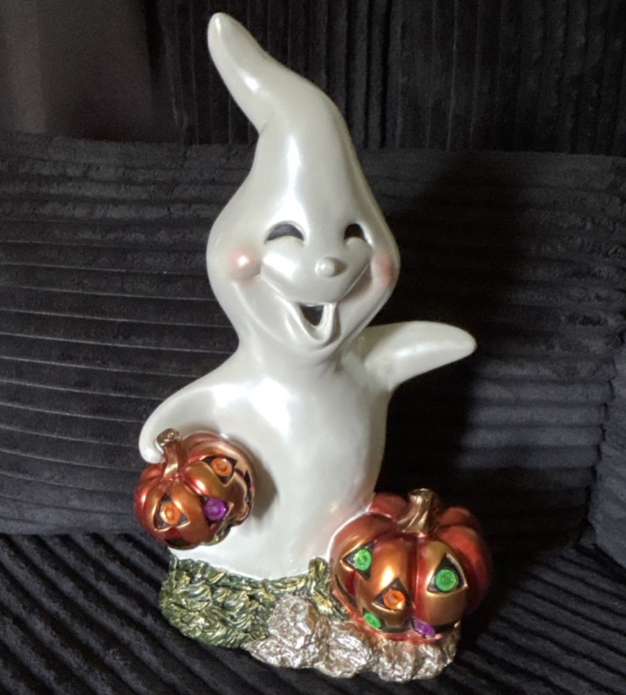 Vintage Ceramic Halloween Ghost with LED pumpkins