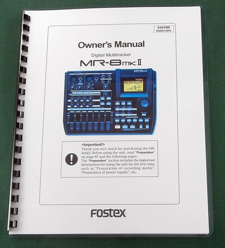 Fostex MR-8 MkII Instruction Manual: Comb Bound with Protective Covers!