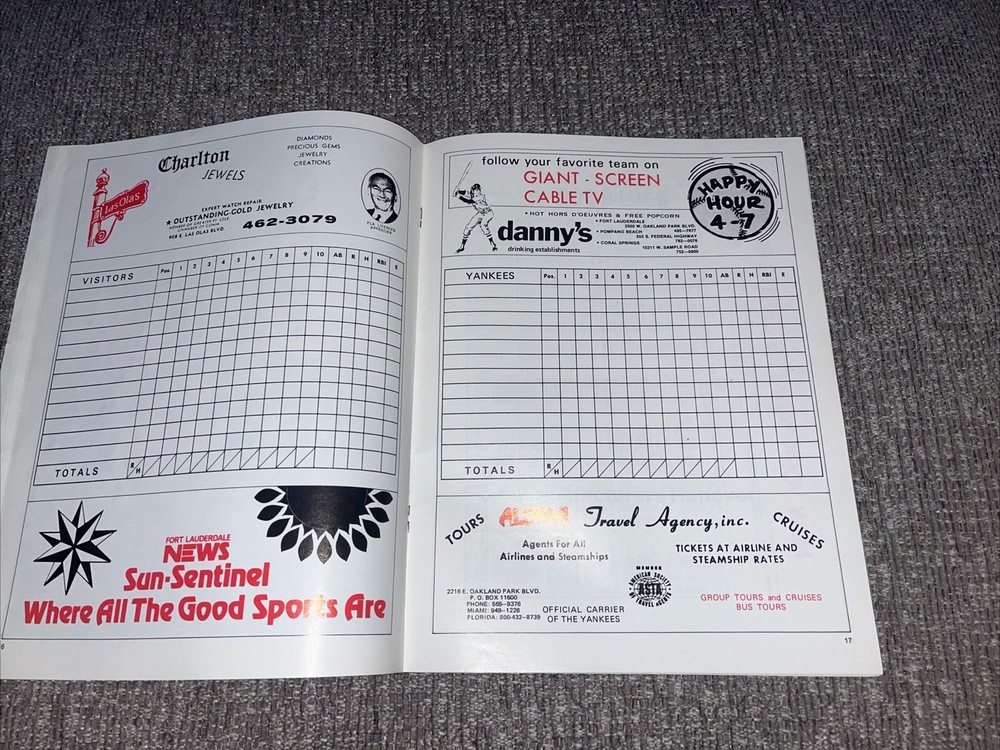 Vintage 1981 New York Yankees Spring Training Program/Scorecard Spring Rosters