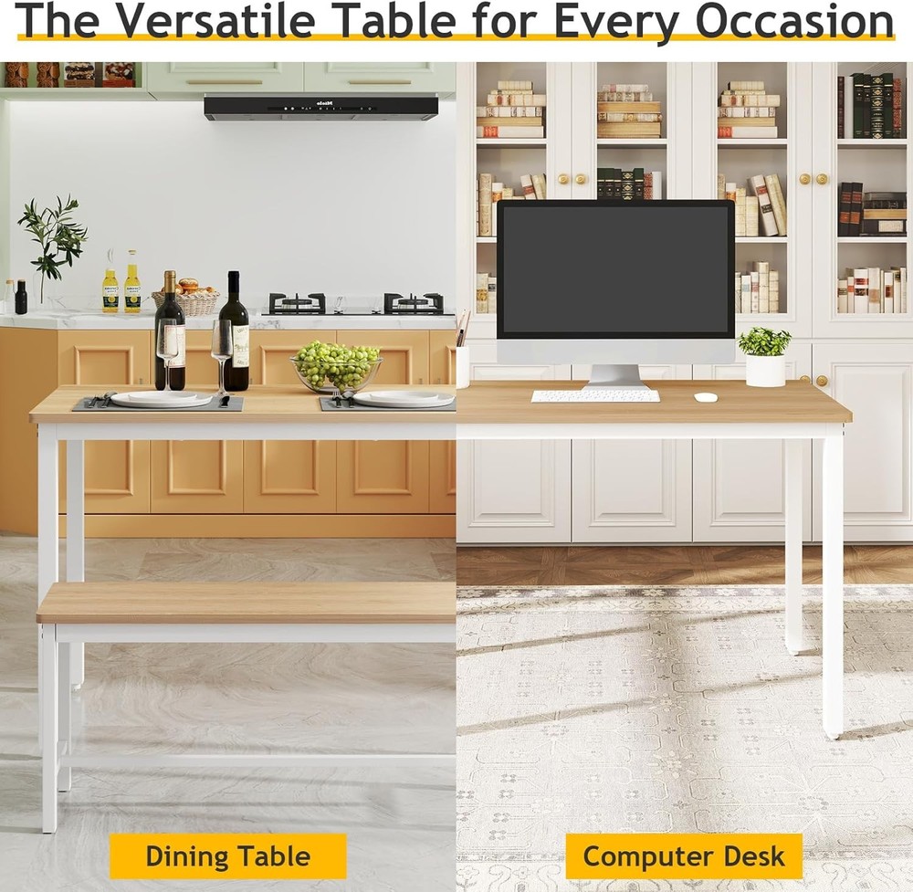 Dining Table Set 4 W/ 2 Benches – Space-Saving Kitchen Table Set Kitchen &