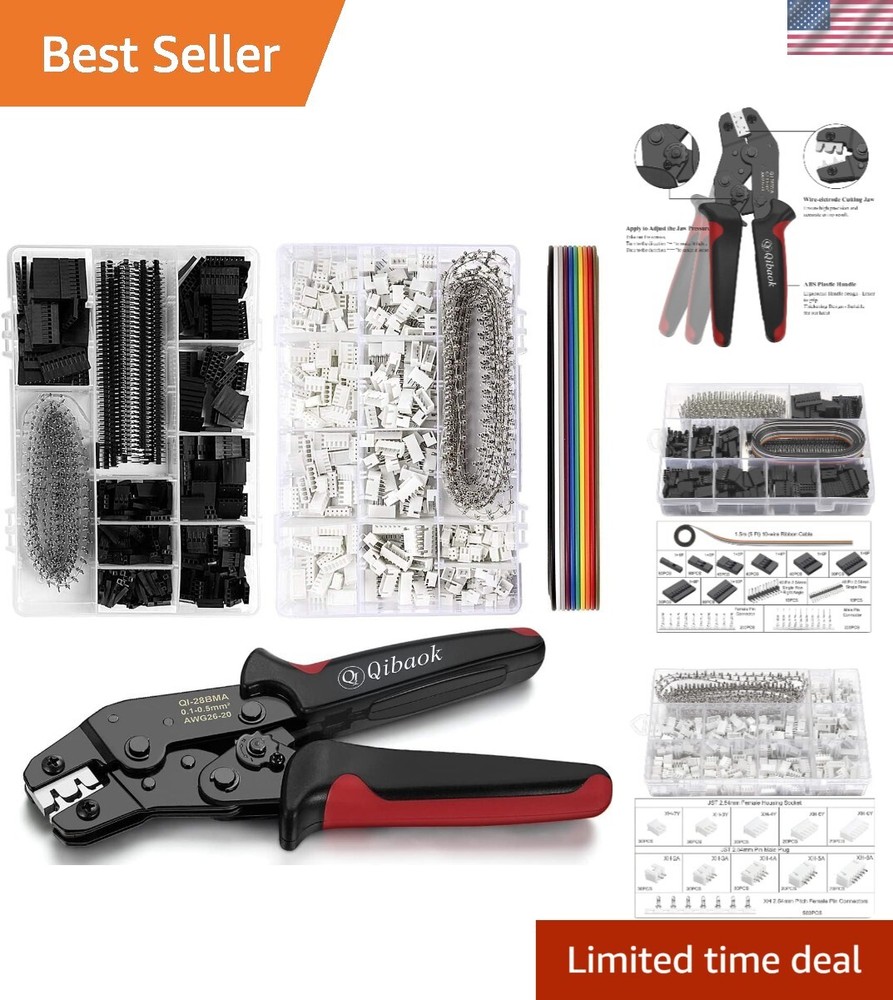 Professional Ratcheting Crimper with Extensive Connector Kit for DIY Electronics