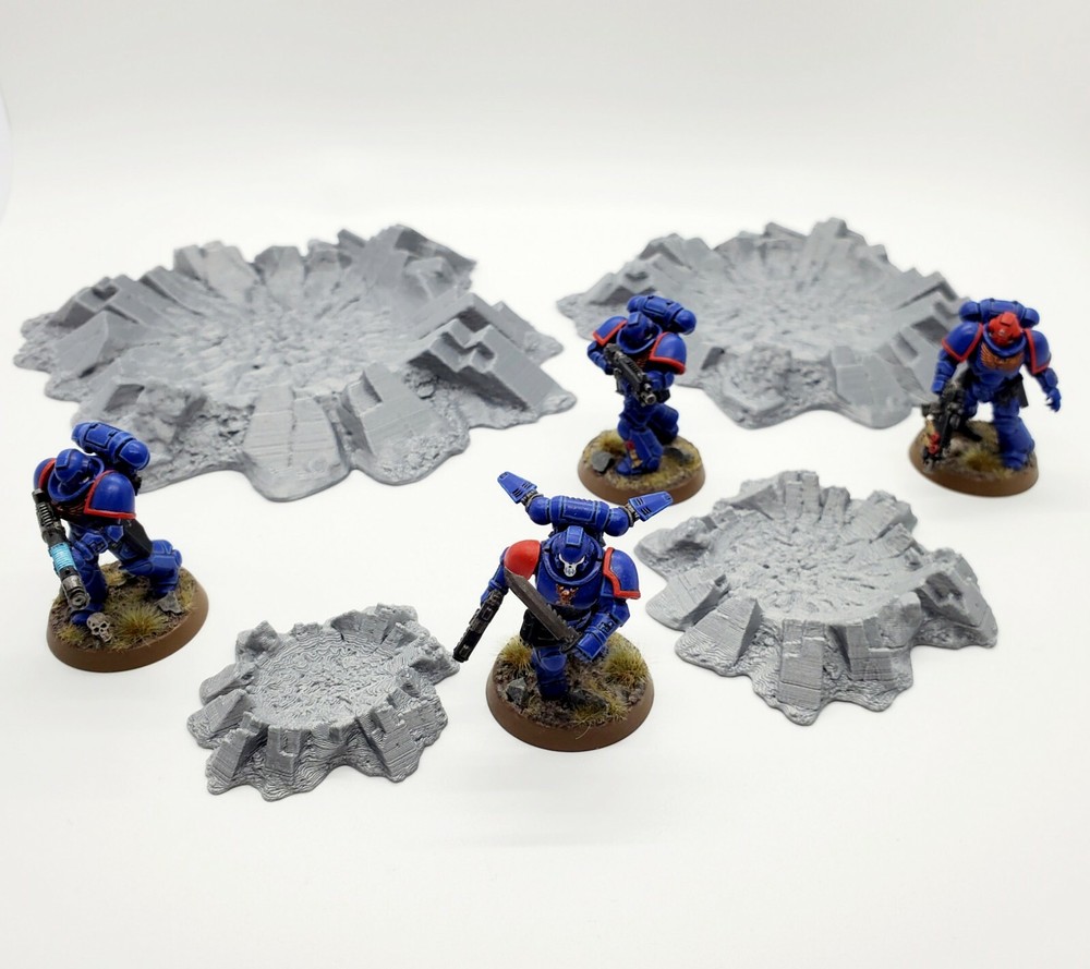 3D Printed Terrain Large Battlefield Blast Craters Set for Tabletop Gaming