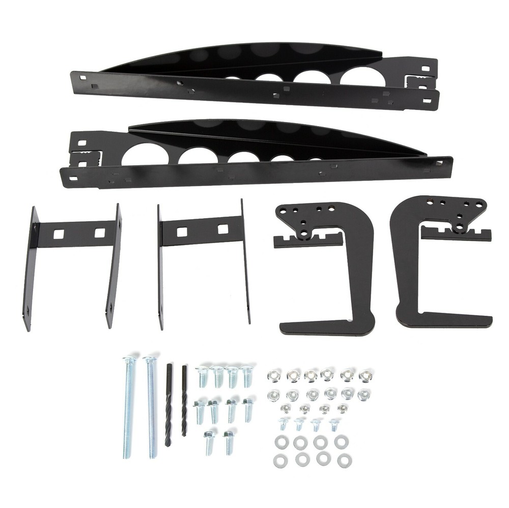 RV 4" Square Rear Bumper Mounted Cargo Box Carrier Support Arms Bracket Black