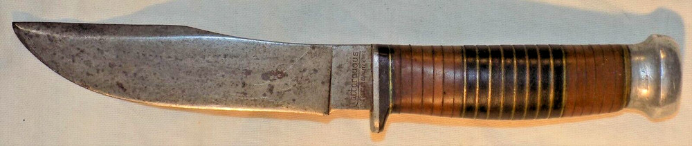 KNIFE, VINTAGE, FIXED BLADE, CATTARAUGUS, WITH SHEATH