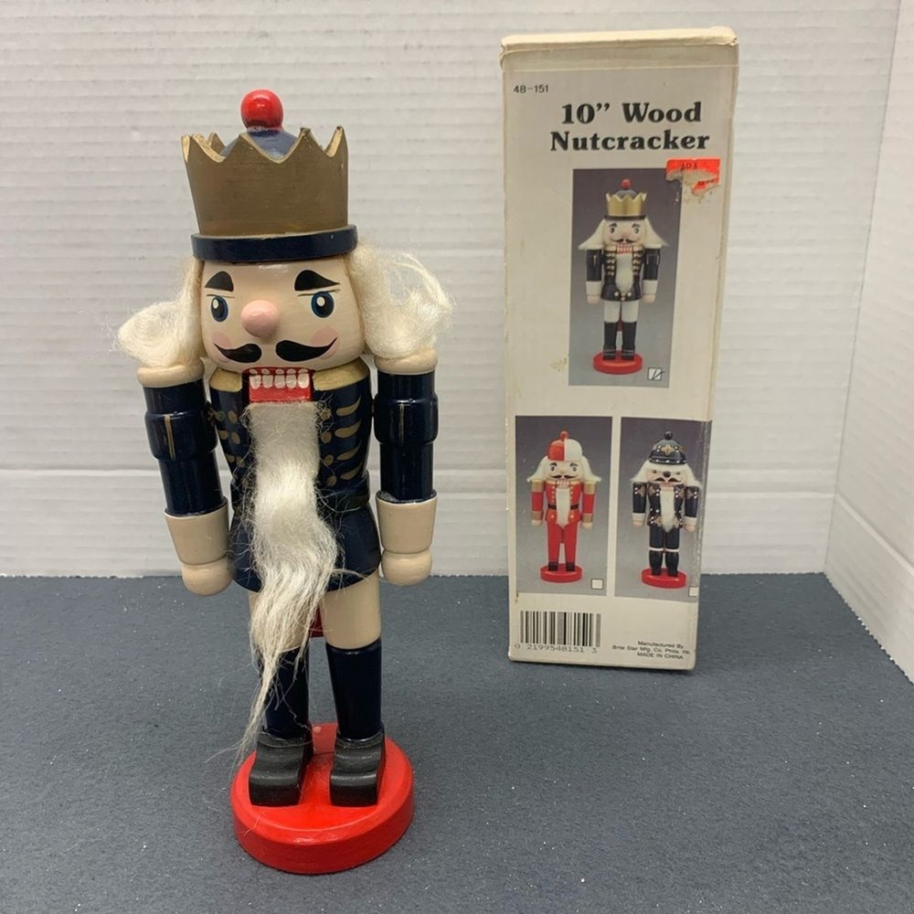 Wood Nutcracker Blue Solider Figure Christmas