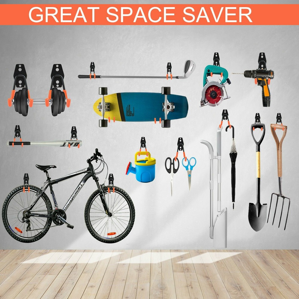 12Pack Garage Tool Organizer Wall Mount Hooks Adjustable Storage Holders Hooks