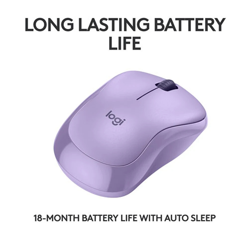Logitech M240 Silent Wireless Bluetooth Optical Ambidextrous Mouse - Lavender