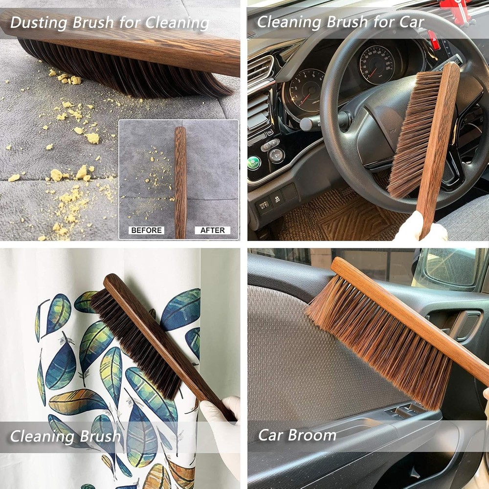 Hand Broom Cleaning Brushes-Soft Bristles Dusting Brush for Black, Brown