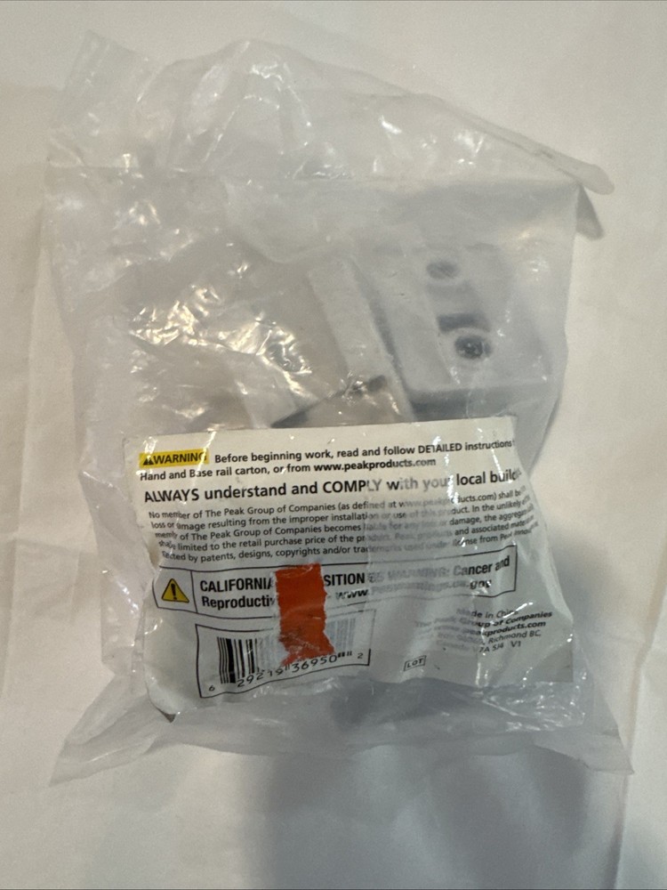 Peak 36950 White Aluminum Deck Railing Horizontal Angle Bracket Kit