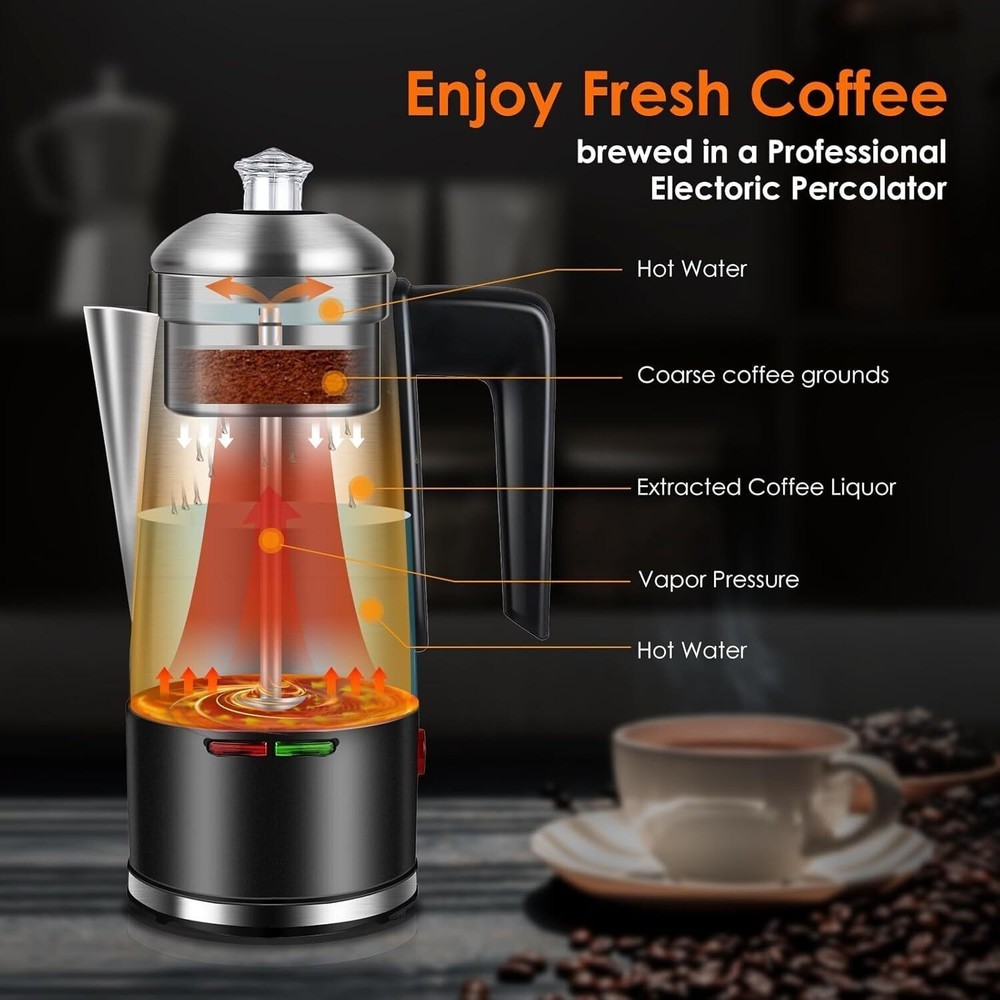 Electric Coffee Percolator 12 CUPS Percolator Coffee Pot Percolator Coffee Maker