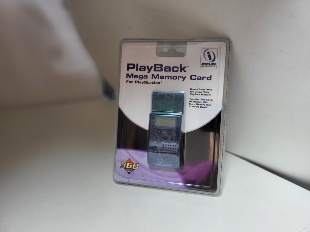 NEW CLEAR BLUE INTERACT PLAYSTATION 1  360 BLOCKS PLAYBACK MEGA MEMORY CARD #C22
