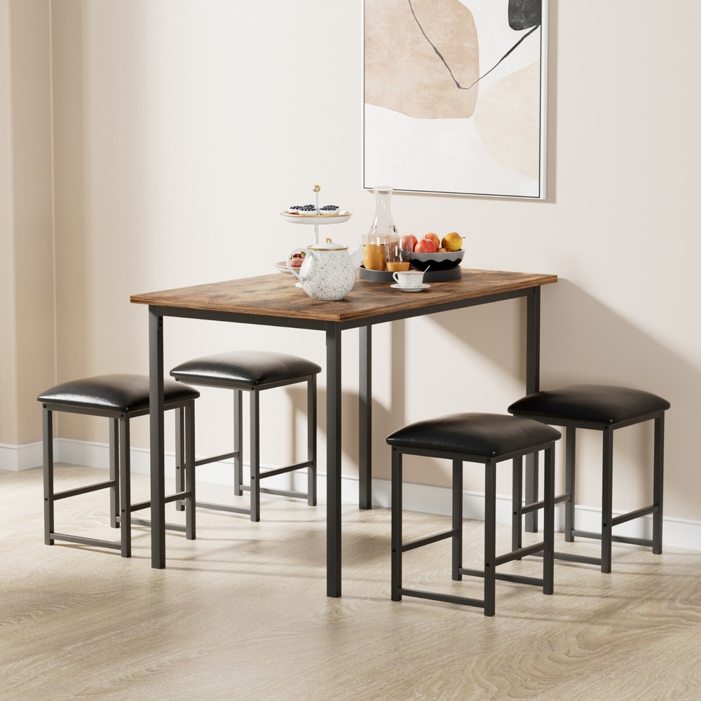Dining Table Set for 4 Small Space Kitchen Breakfast Table Chairs Set, 4 Stools