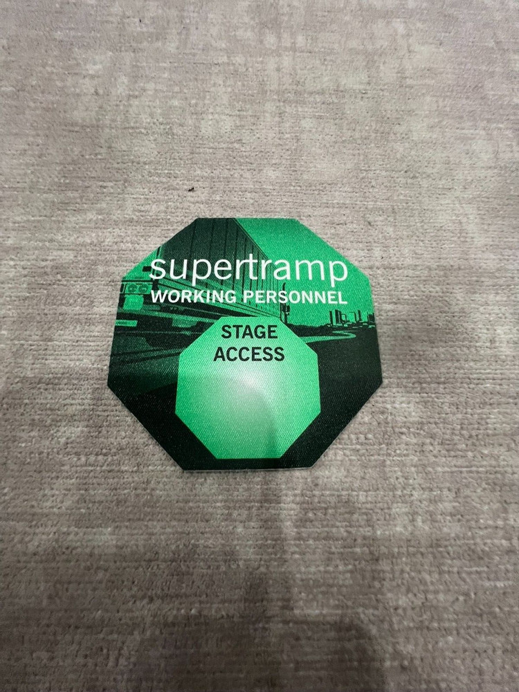 VINTAGE - Supertramp - Satin Cloth Working Staff Stage Access Pass - UNUSED