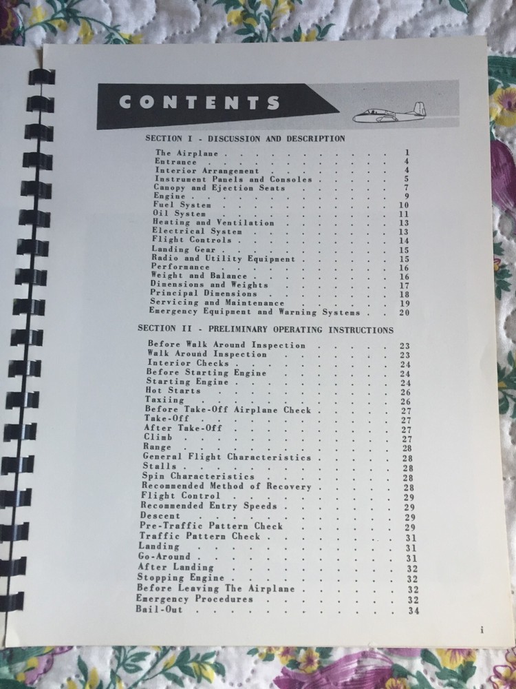 Beechcraft Jet Mentor rare original 1950's Pilot Flight Manual