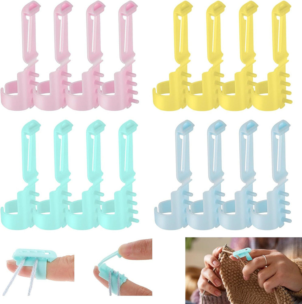 16Pcs Yarn Guide Finger Holder Knitting Thimble Tool Plastic Yarn Guide Separate