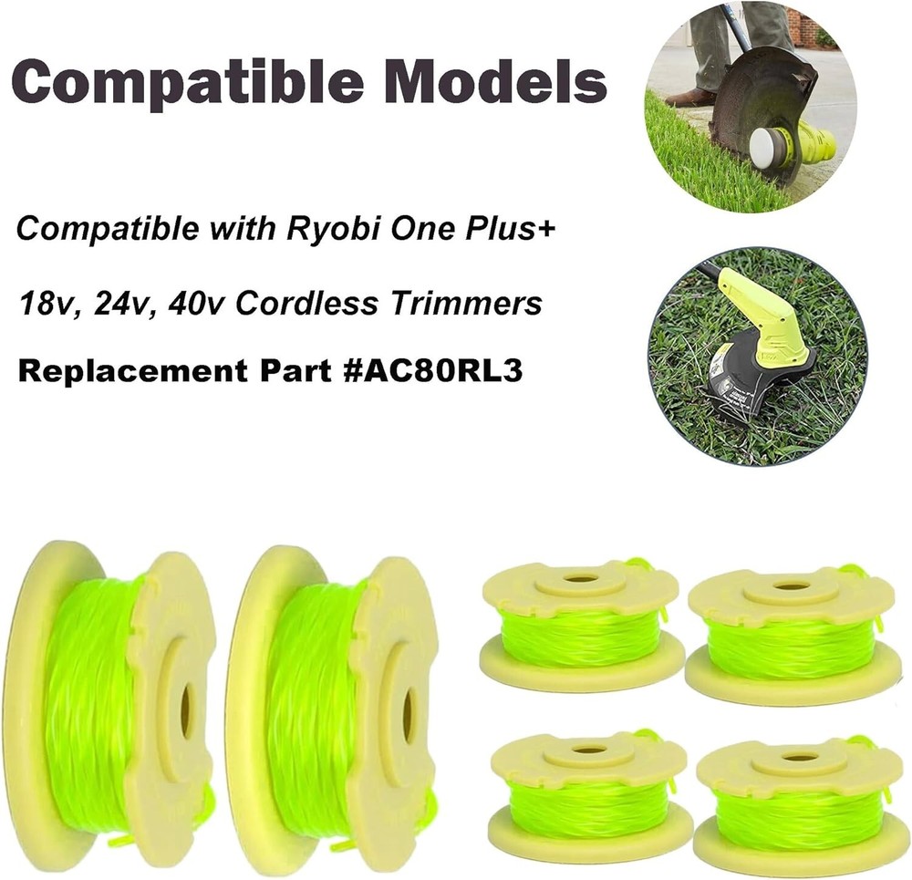 Weed Wacker String Trimmer Twisted Line Replacement for Ryobi 18V 24V and 40V
