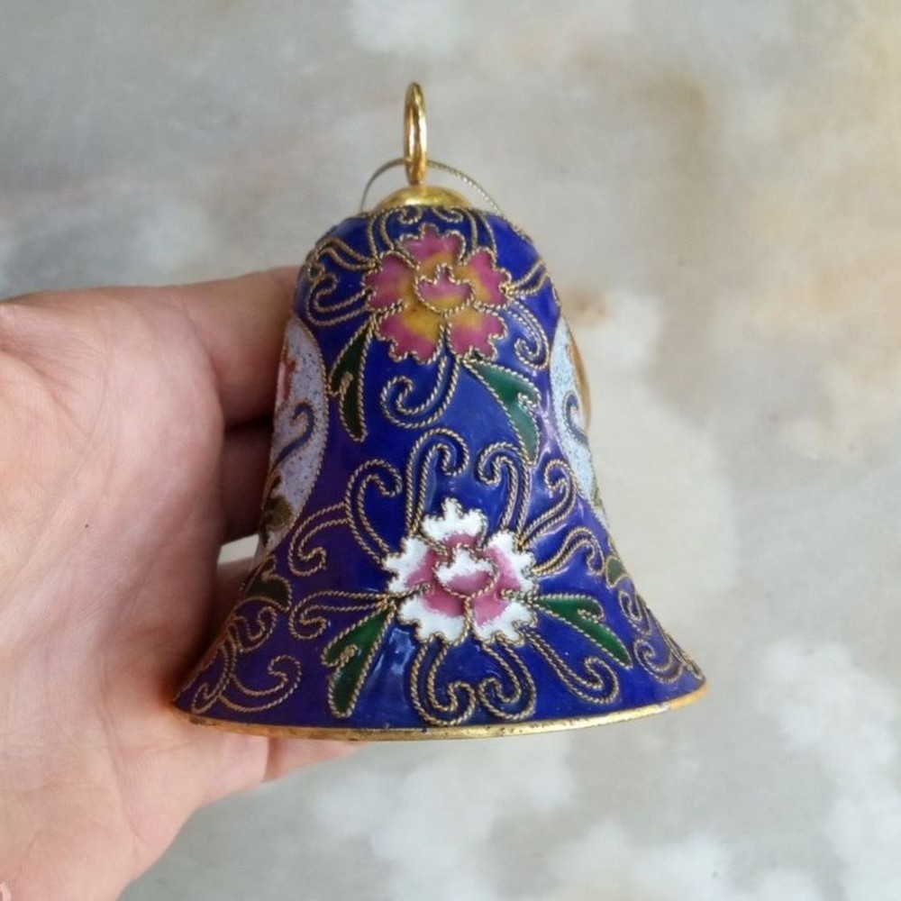 Cloisonné Bell and Egg on Stand
