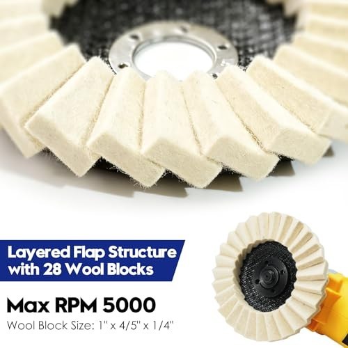 11PCS Wool Felt Polishing Disc Set for Angle Grinder - 4.5" Buffing Wheel Kit