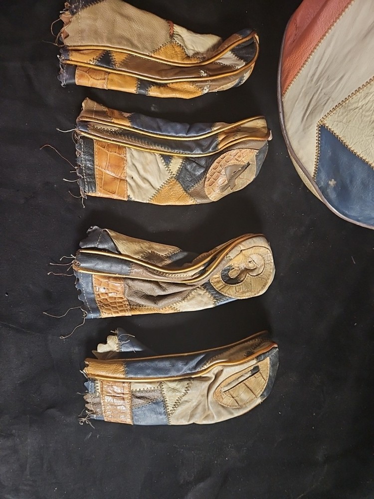 Vintage Bolsas Figueroa Mixed Leather Patchwork Golf Bag With Headcovers