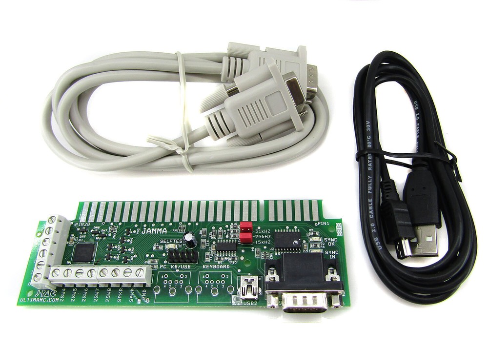 Ultimarc J-PAC - PC to JAMMA Board USB Interface with USB & VGA Cables