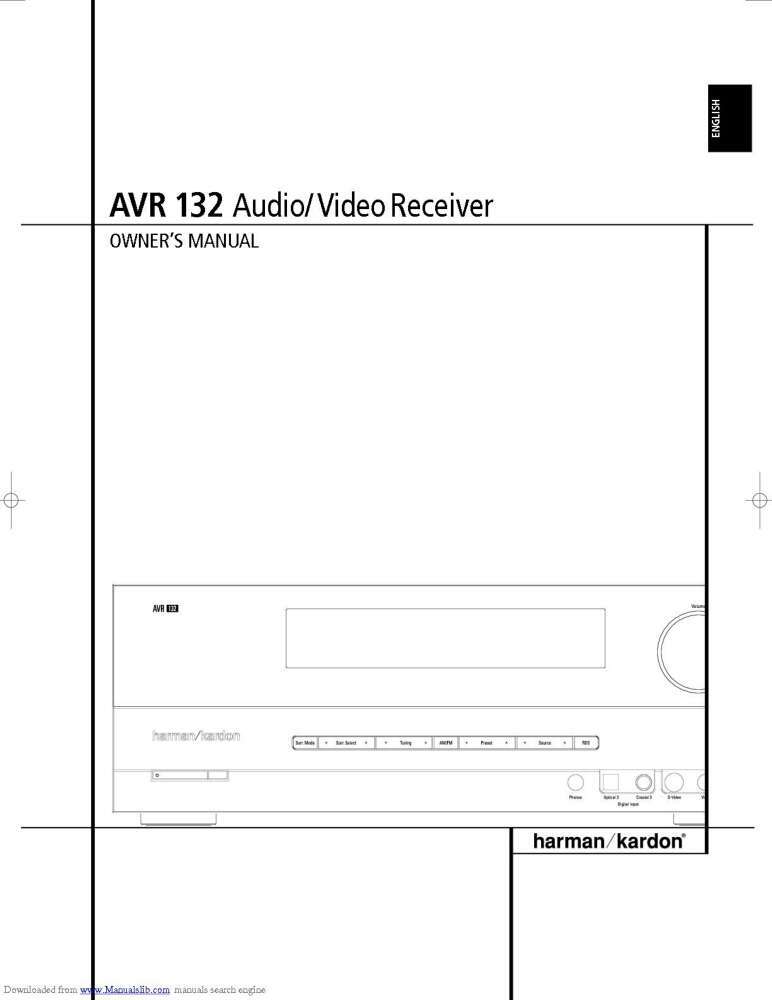 Harman Kardon AVR132 Receiver Owners Manual