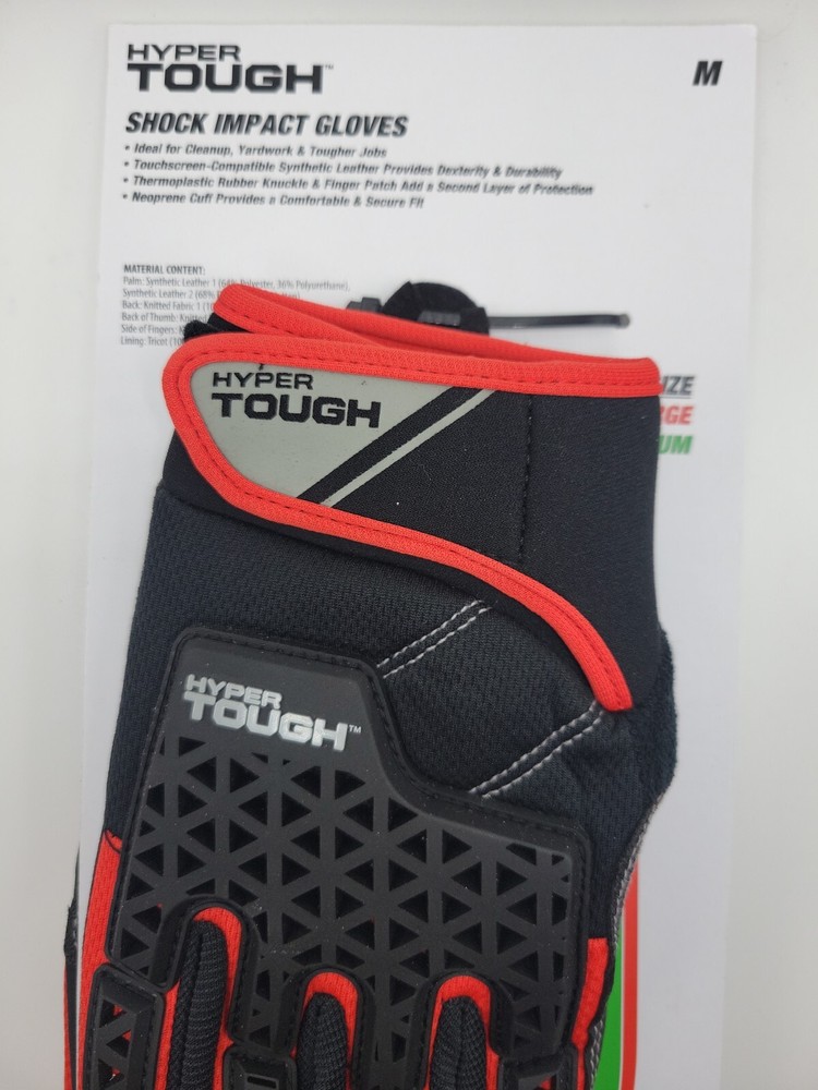Hyper Tough Shock Impact Multi Purpose Work Glove MED. Touchscreen Compatible