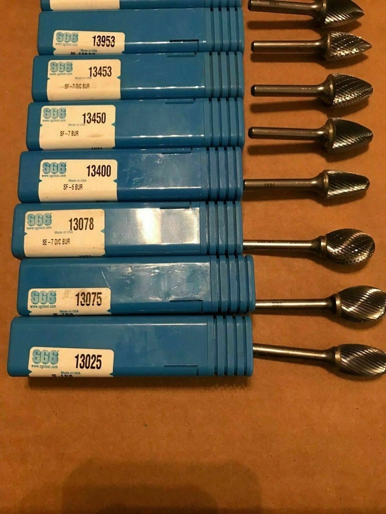 1x NEW SGS Solid Carbide Bur - Tree Shape - SF-6 - 1/4" Shank - 13400