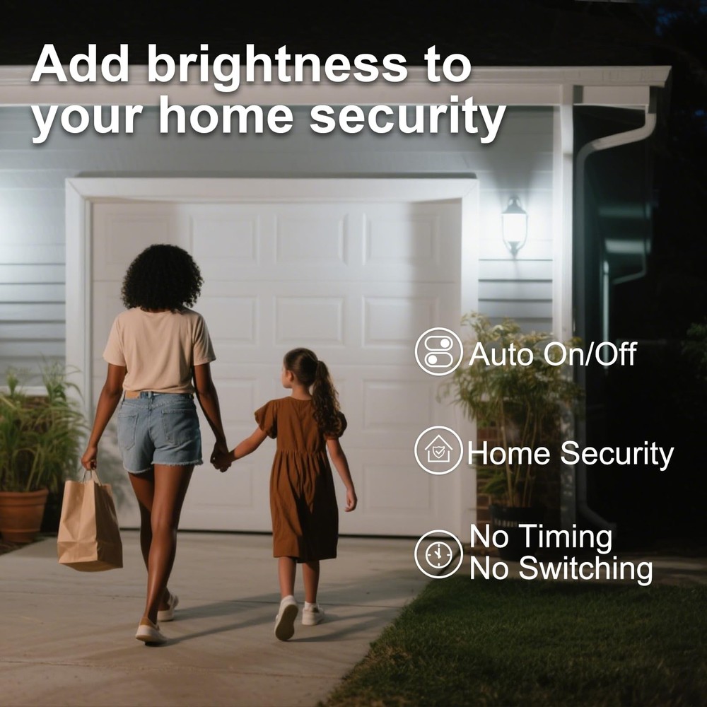 Dusk to Dawn Light Bulbs Outdoor, Light Sensor A19 LED Light Bulb, Automatic ...