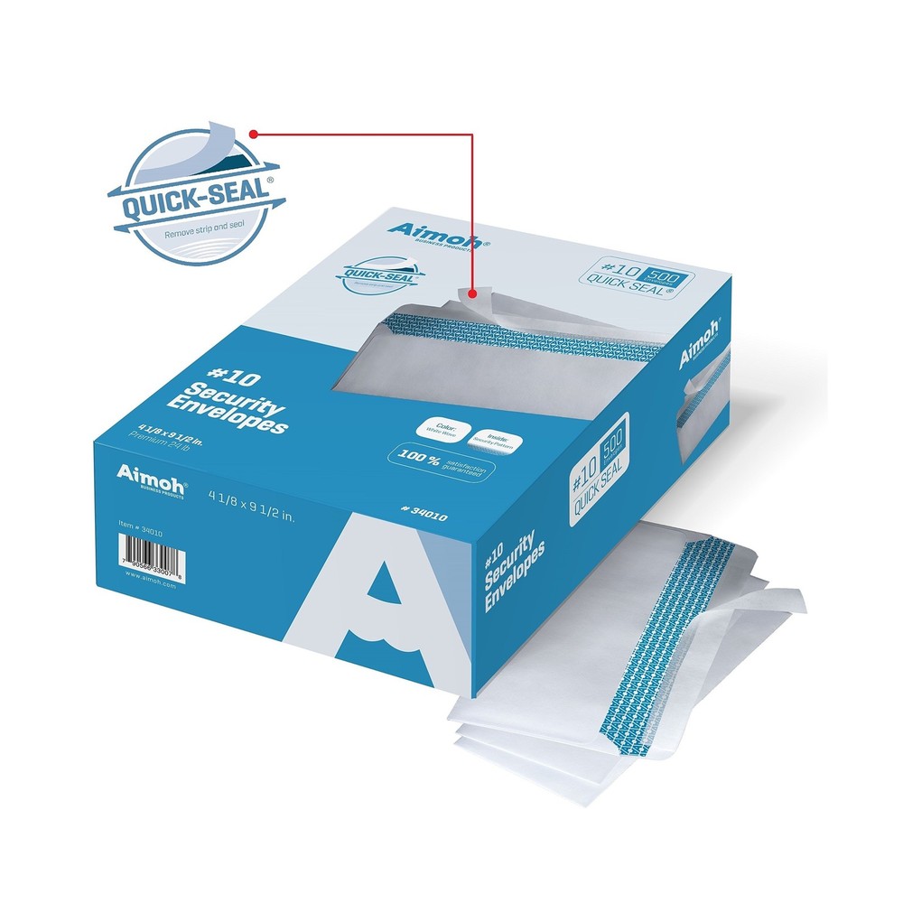 Aimoh 500#10 Security Self Seal Envelopes, Windowless, Premium Security Tint ...