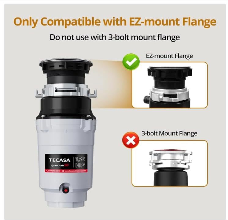 1/2HP Garbage Disposal Continuous Feed Disposer Corded 2 Stage EZ Mount