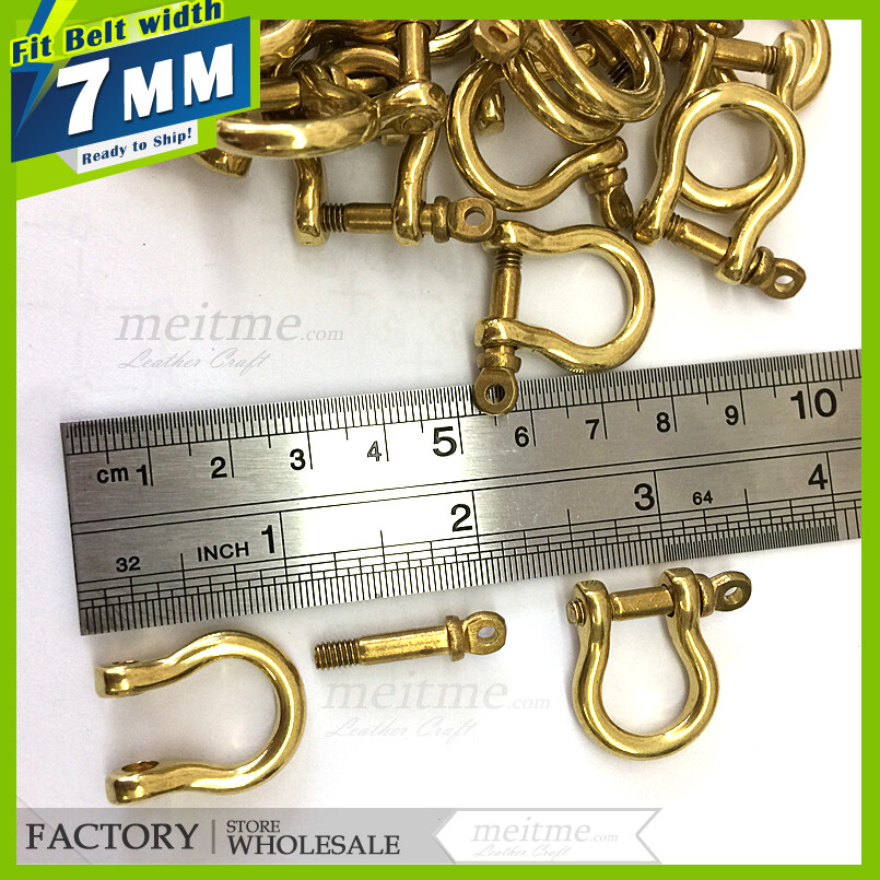 7mm Solid Brass Bow Shackle Joint Connect D Ring Key Chain Fastener Clip Lot