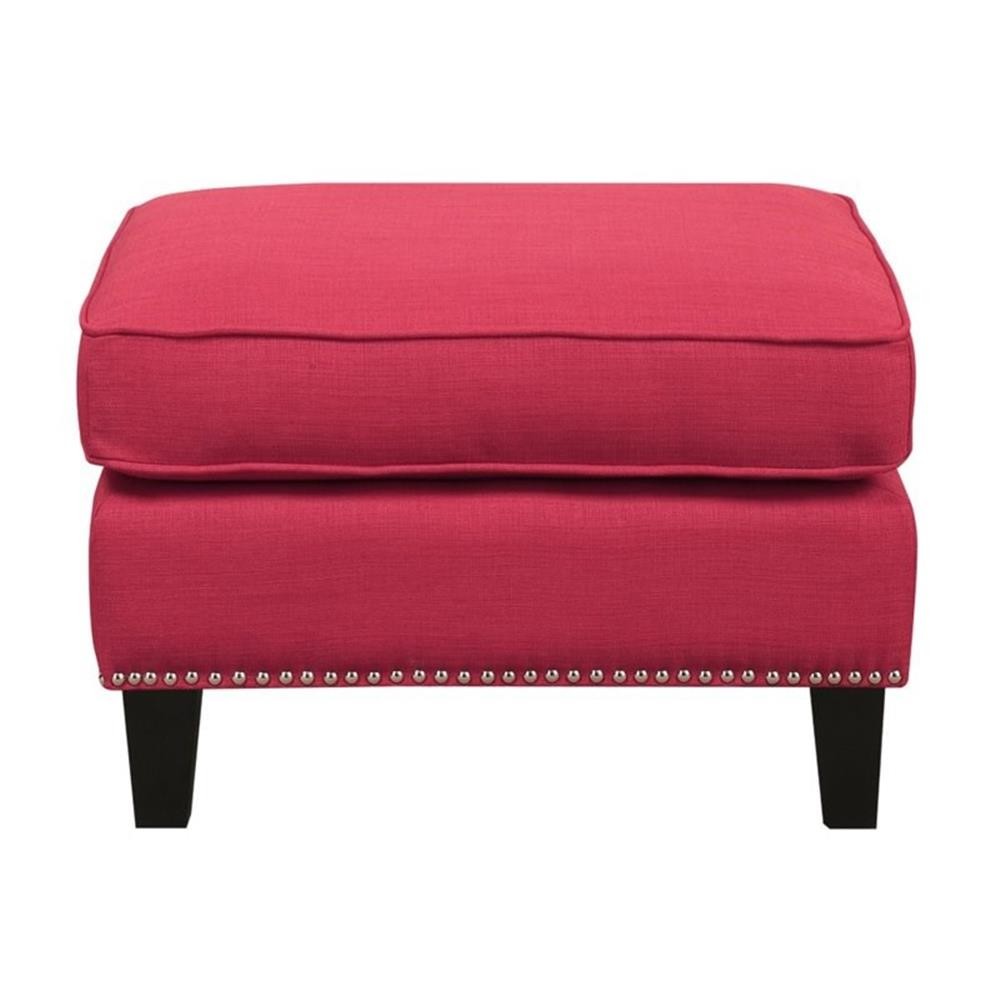 Bowery Hill Ottoman in Berry Red