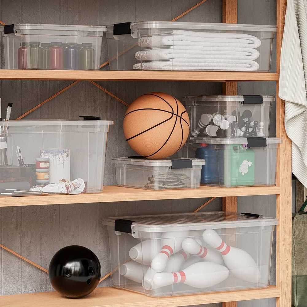 Superio Clear Storage Bins with Lids, 6 Pack- Plastic Storage Boxes - 49 Quart