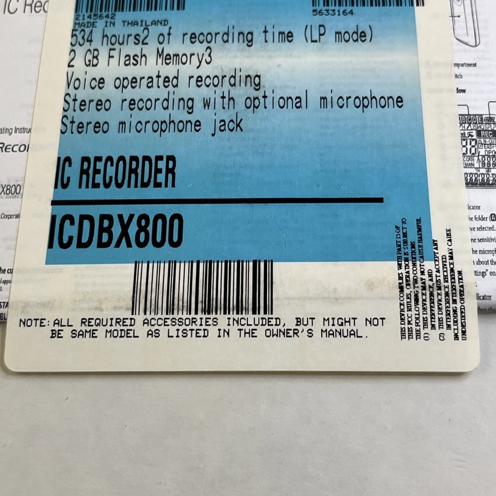 Sony ICDBX800 Handheld Voice Recorder Refurbished Silver 2GB Flash Memory3