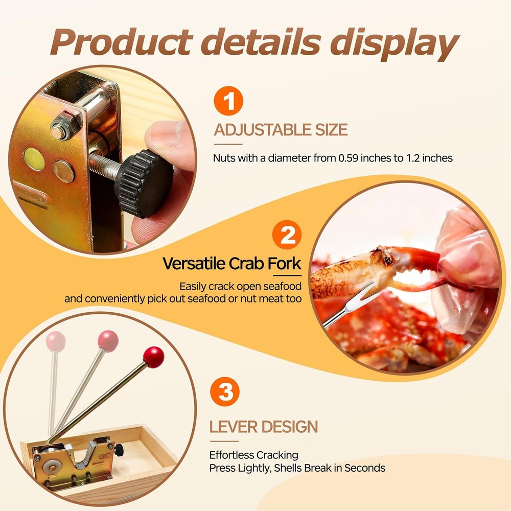 Heavy Duty Nut Cracker Tool, 6 Pcs NutCracker Tool Set for Pecans Walnuts Mac...