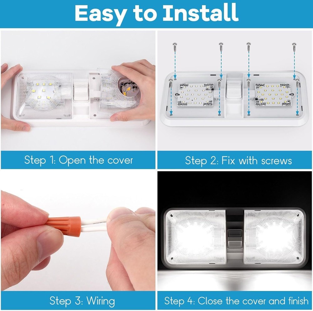 12V LED RV Ceiling Dome Light RV Interior Lighting for Trailer Camper Truck Boat