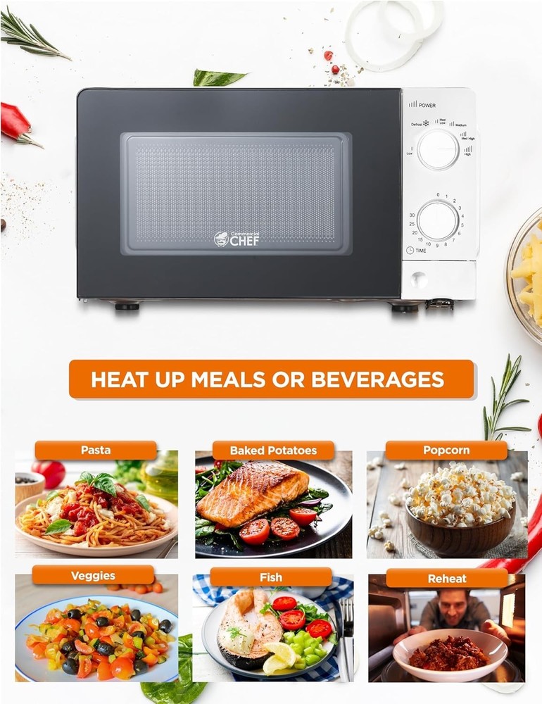 Powerful 700W Microwave, Mechanical Controls, White