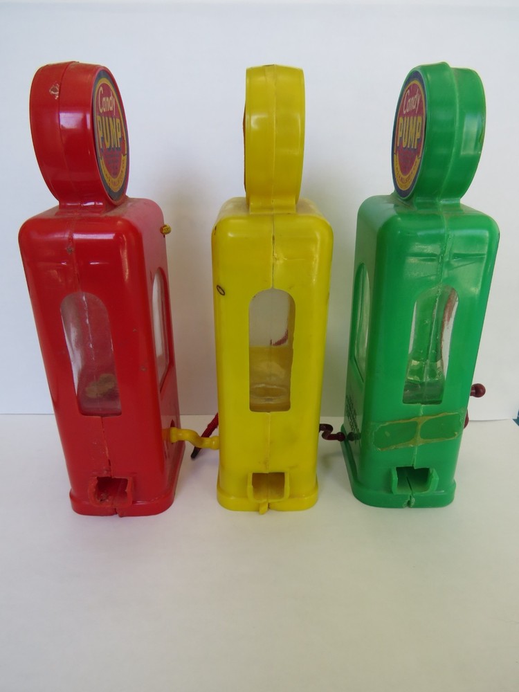 Vintage Antique Candy Containers, "Three, 1950s Candy Pumps"