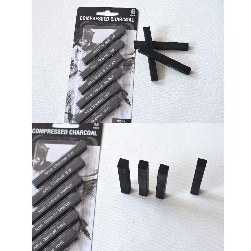 Artist Compressed Charcoal Sticks for Sketching, Drawing, Shading, Soft, Medium,