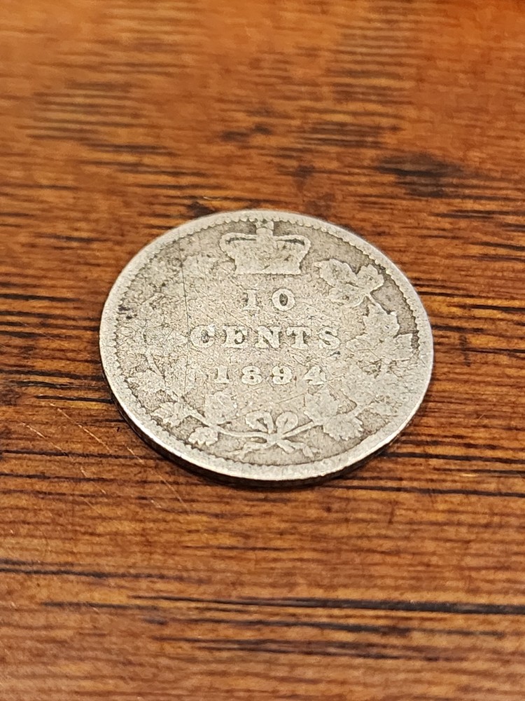 1894 Canada 10 Cents Silver Coin