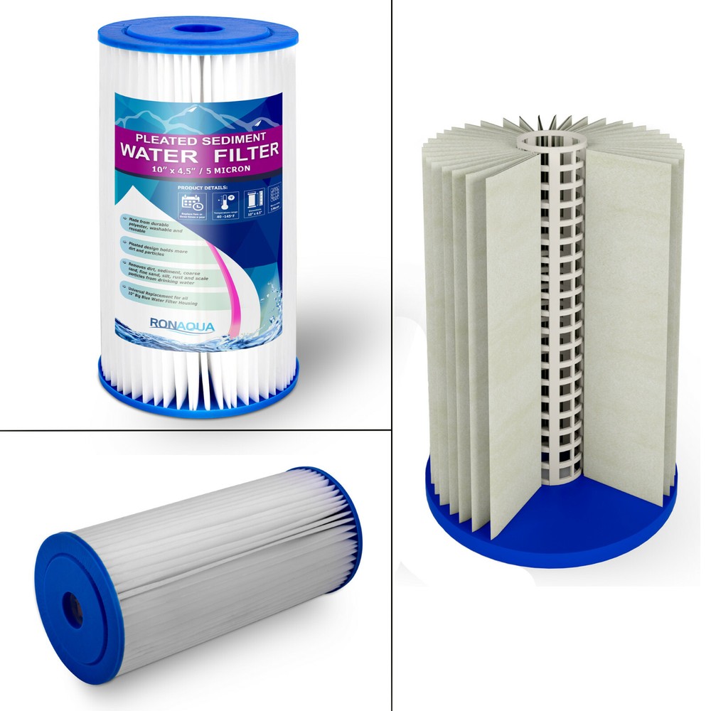 High Capacity Blue Whole House Water Filter System with Pleated Sediment Filter