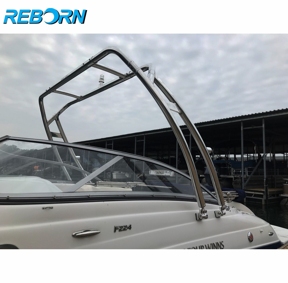 Reborn Launch Forward-facing Boat Wakeboard Tower polished | Fast Install & Fold