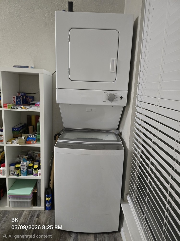 Whirlpool WET4024HW Stackable Electric Top-Loading Washer Dryer Set, White